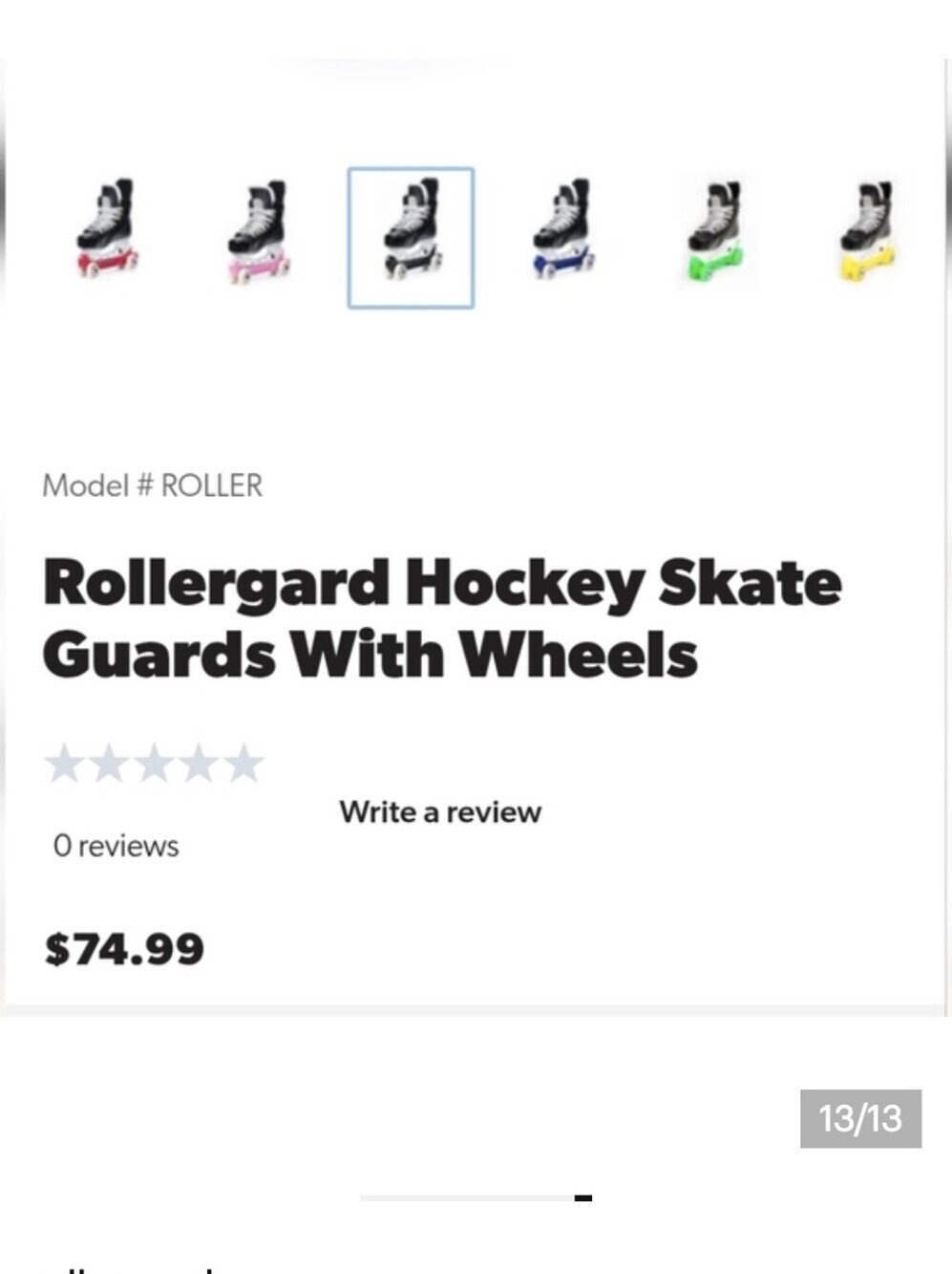 New Rollergard Hockey Skate Guards With Wheels Black Full Length 13.5" - Picture 7 of 14
